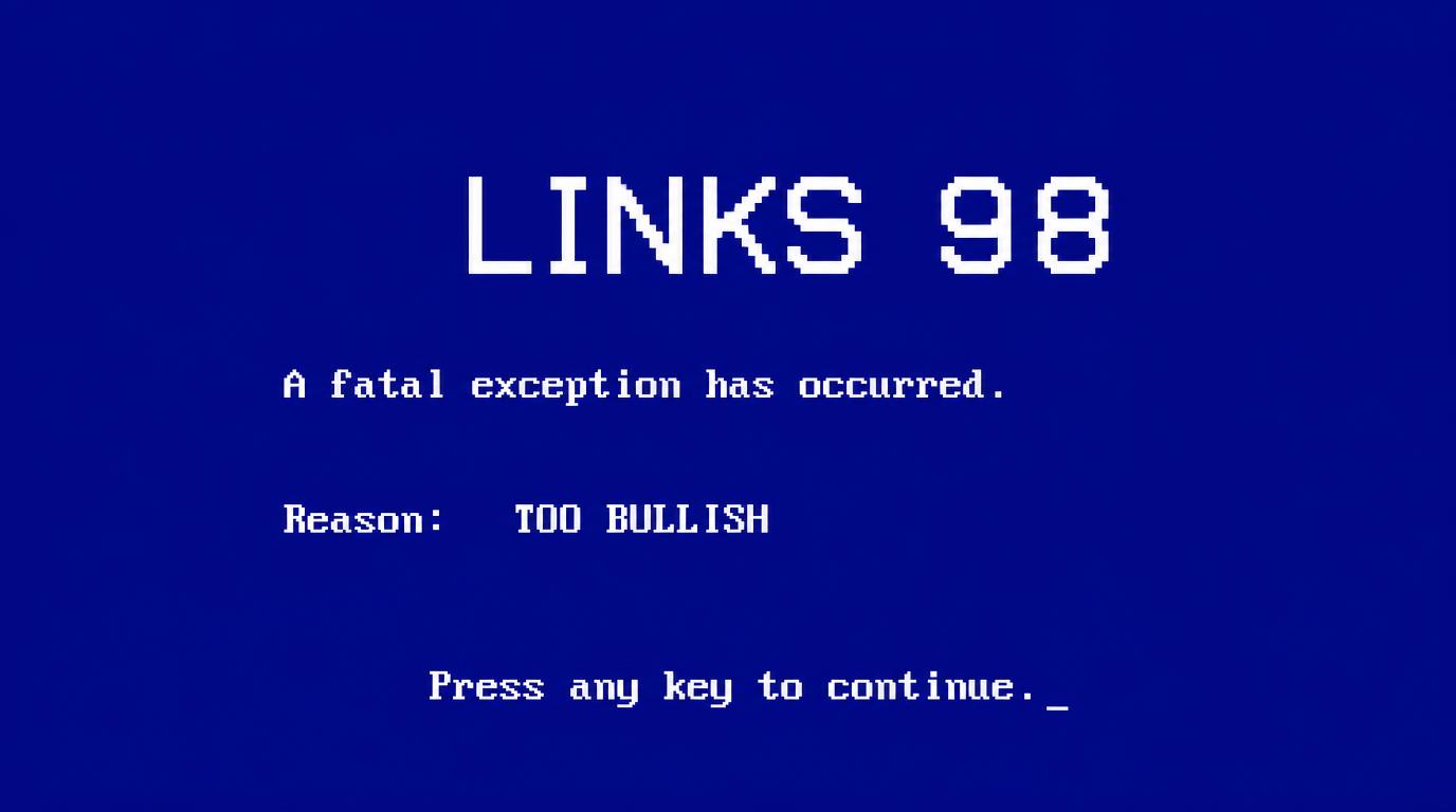 LINKS 98 crash screen. Press any key to continue.